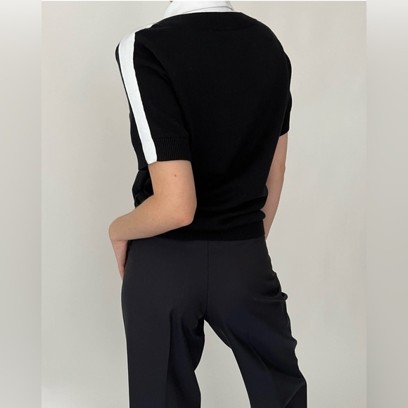 RALPH LAUREN Layered Crest Top, Size Large, Black/White - Picture 2 of 8